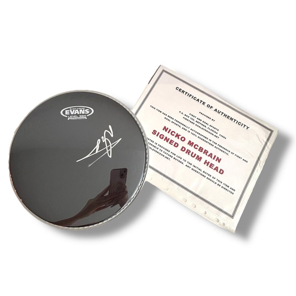 Nicko McBrain Signed Drum Head w/ COA Autographed Iron Maiden 10" Evans
